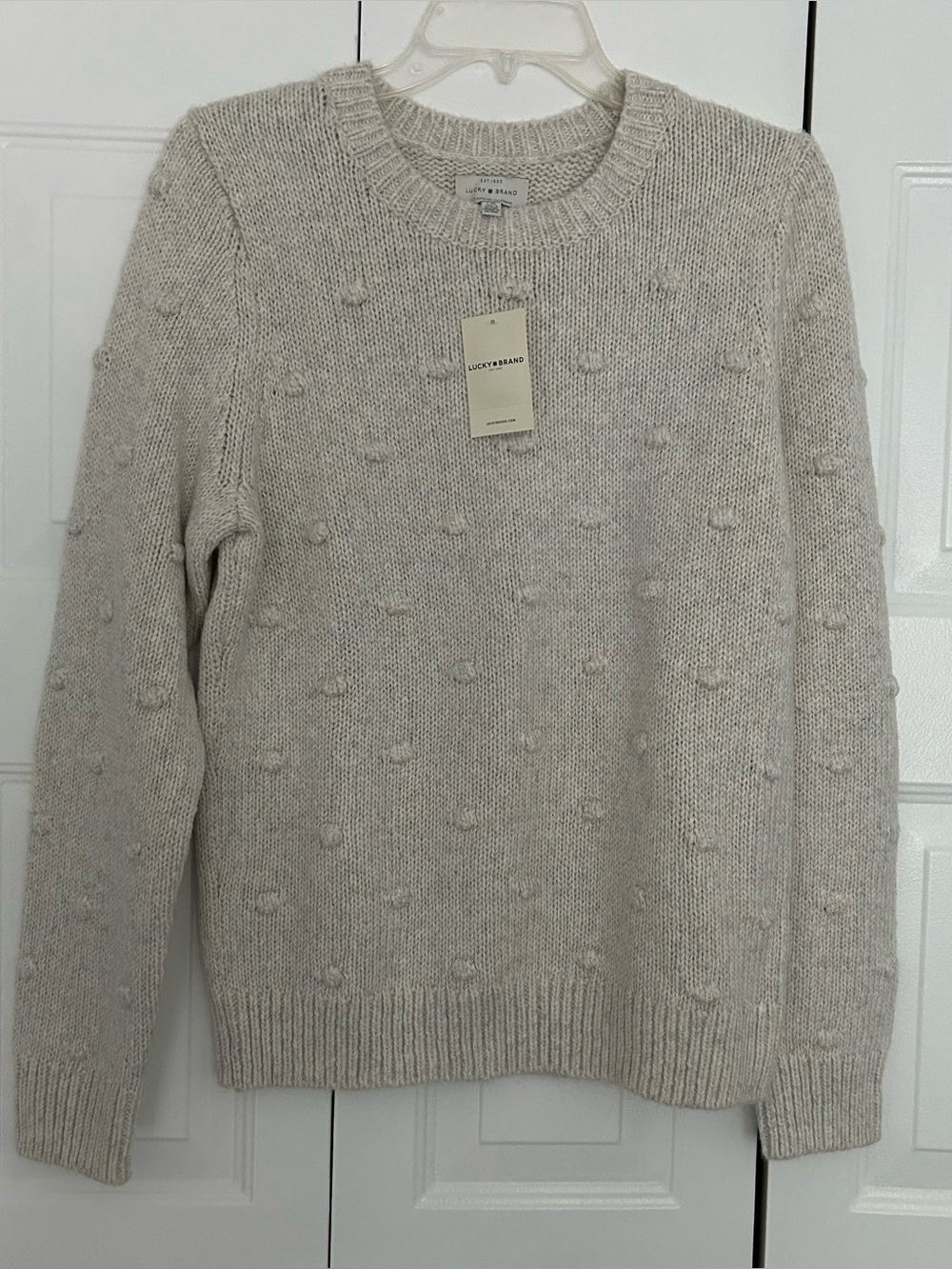 NWT Lucky Brand Super Soft Ivory Crew Neck Sweater, L